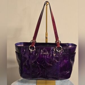 Coach Patent Leather Gallery Tote DYED Purple